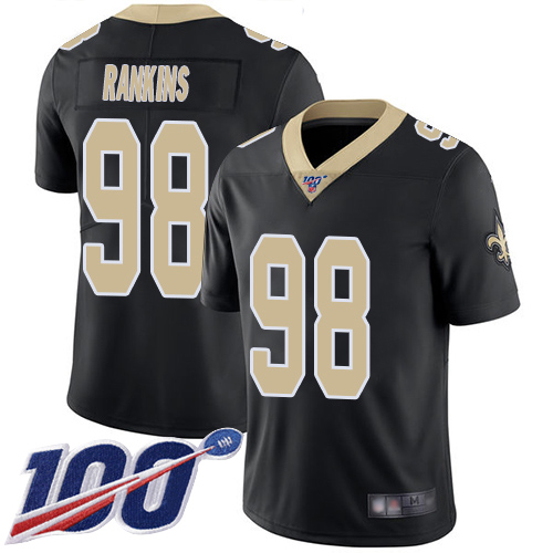Men New Orleans Saints Limited Black Sheldon Rankins Home Jersey NFL Football #98 100th Season Vapor Untouchable Jersey->new orleans saints->NFL Jersey